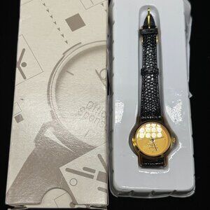 Vintage Women's 1992 Kodak Olympic Watch Gold Tone W/Brown Band. NEW with Box.